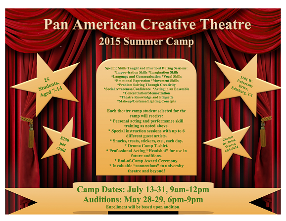 Pan American Creative Theatre 2015 Summer Camp AUDITIONS